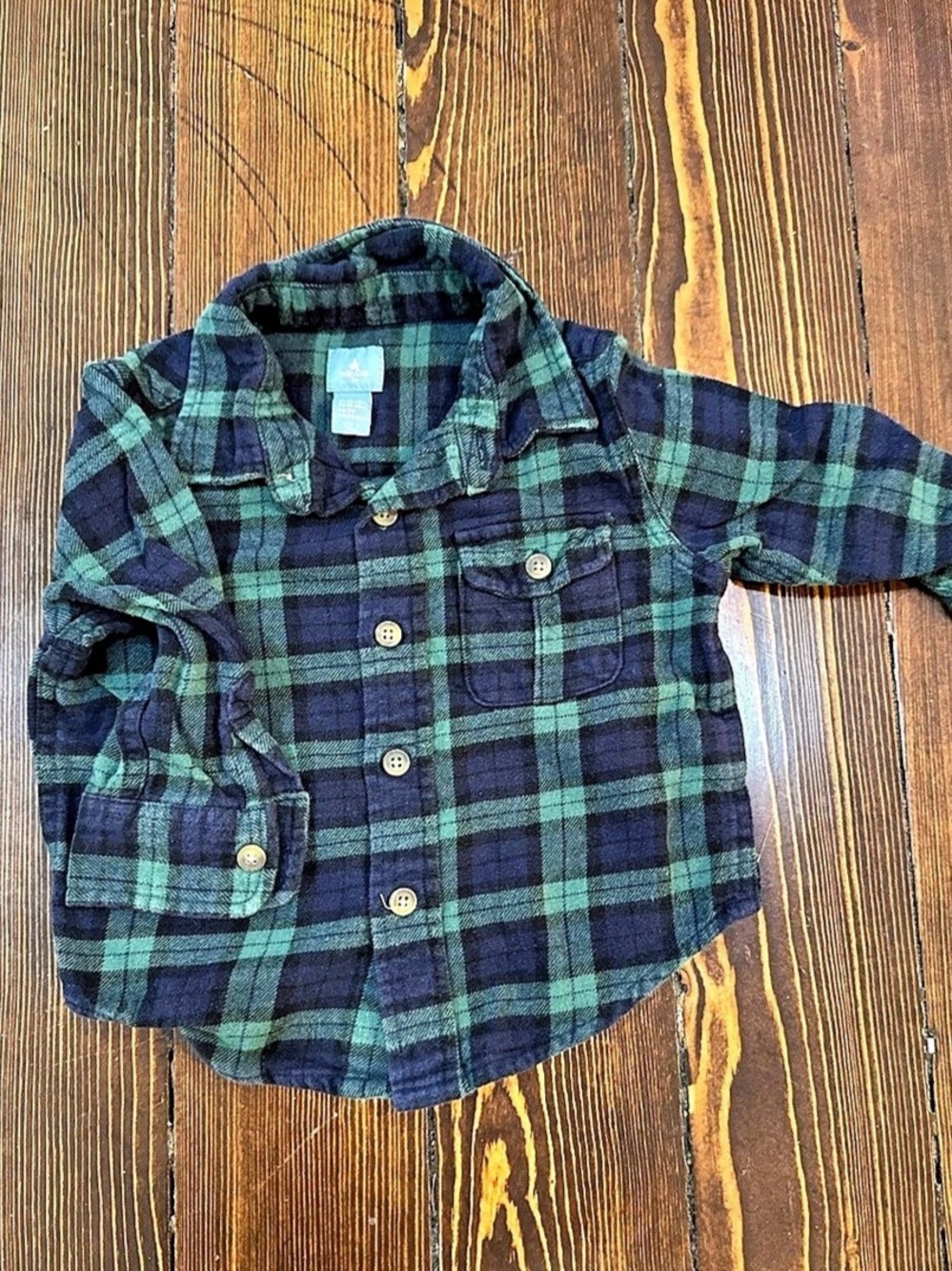 babyGap Boys Black Watch Plaid flannel Shirt Size 12-18M - Like New